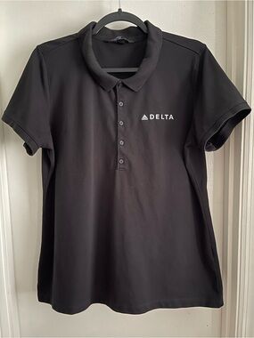 Delta Women's Black Polo with Embroidered Logo